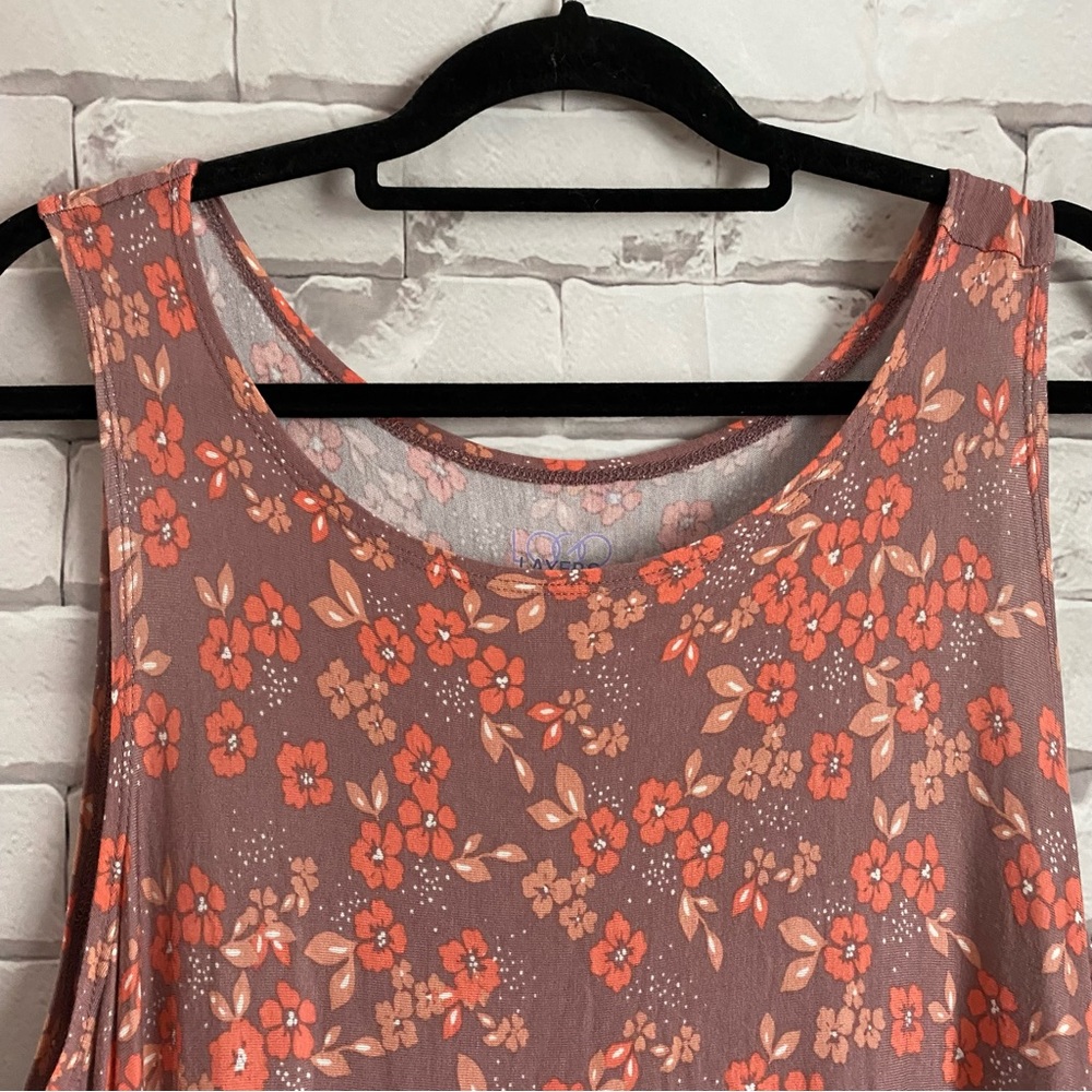 LOGO LAYERS Floral Sleeveless Floral Print Dress 95% Rayon 5% Spandex Size 2X - Picture 2 of 7